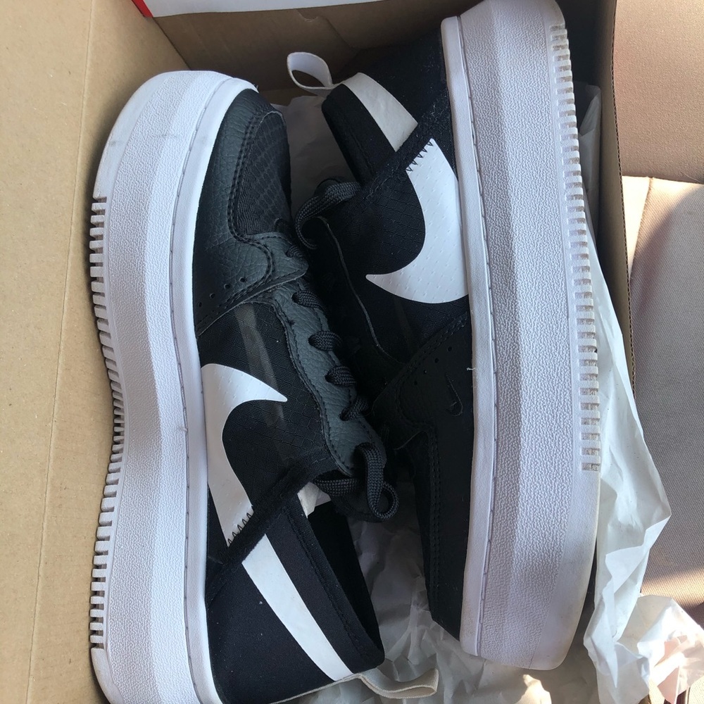 Nike black and white custom shoes